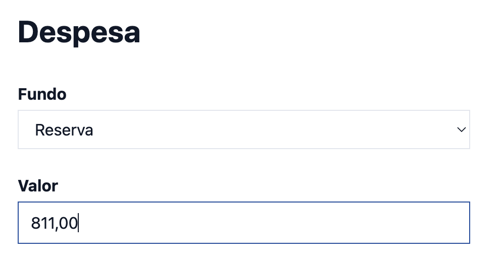captura de ecrã: Associar despesas aos fundos
