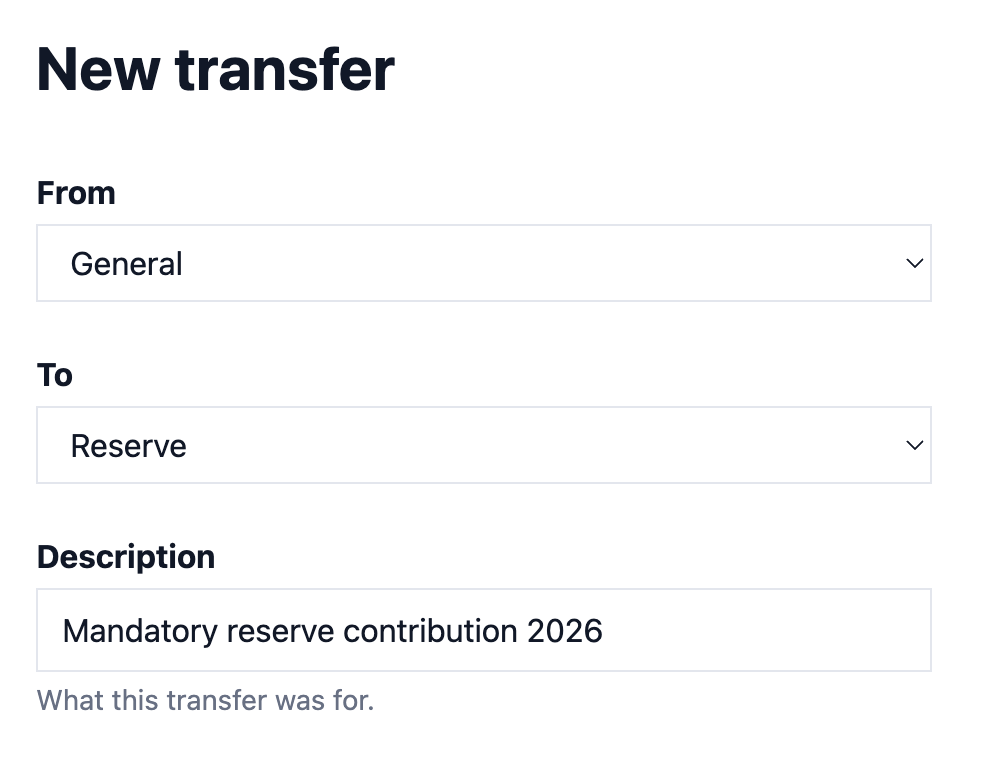 screenshot: Set up a transfer